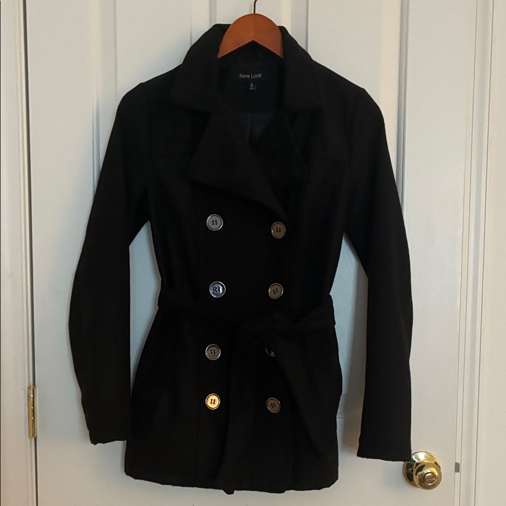 New Look Double-Breasted Black Peacoat
